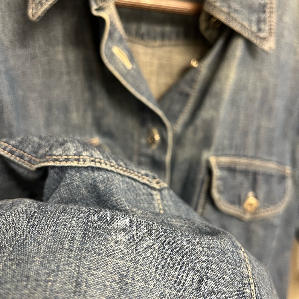 Vintage Denim Shirt Small/Medium 3/4 sleeve - Picture 8 of 9
